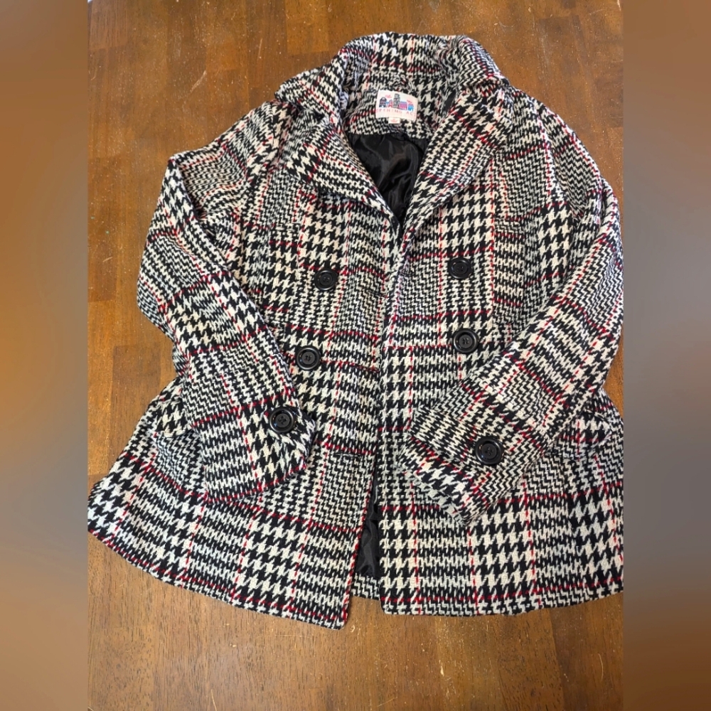 B&W Houndstooth Jacket w/red accents